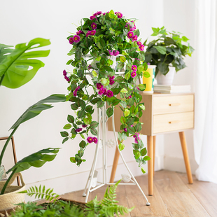 仿真玫瑰花吊兰盆栽绿植塑料，假花藤条装饰花藤室内摆设垂吊植物