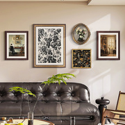 美式复古客厅沙发背景墙装饰画法式中古风小众玄关走廊组合壁画