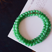 一斤钻戒 天然缅甸A货翡翠手链项链满色满绿的冰辣阳绿珠干净细腻