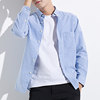 冬季休闲纯色衬衫男长袖，青少年秋厚款高中学生韩版潮流，修身棉衬衣
