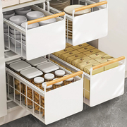 免安装橱柜拉篮厨房双层抽屉式调味料转角碗篮，零食柜下水槽置物架