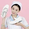 nyi气垫护士鞋白色真皮，平底女软底镂空单鞋，浅口防滑透气工作鞋