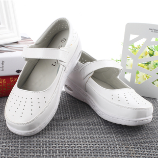 台湾气垫护士鞋白色透气真皮凉鞋，孕妇妈妈春夏季休闲鞋慕伊莱鞋业