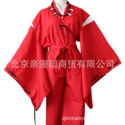 犬夜叉cosplay衣服装 表演出古装 日本武士浪人红色和服袍子