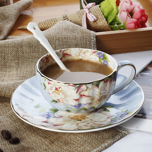 创意陶瓷咖啡杯欧式金边骨瓷，咖啡杯碟英式下午茶杯婚庆赠送
