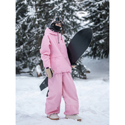南恩3L滑雪服女单板半套头2023防水纯色保暖滑雪服滑雪裤套装
