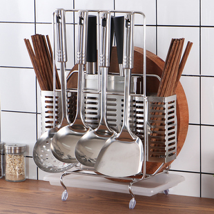 不锈钢架置物架厨房多功能一体家用铲勺筷子笼砧板菜具收纳架