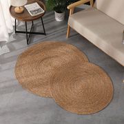 竹编地毯日系日式圆形编织地垫茶几沙发毯黄麻亚麻麻拍摄影地毯