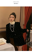 韩剧女主穿搭黑色波点小香风，套装裙茶系穿搭一整套2024年春季