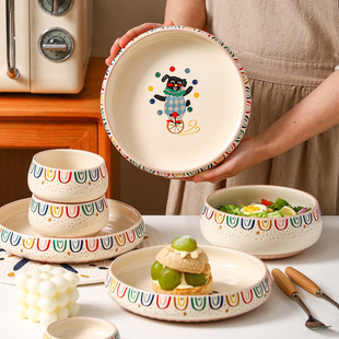 川岛屋陶瓷碗家用2022可爱餐具套装高颜值汤碗饭碗面碗菜盘子