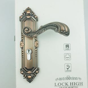 欧式锁具卧室锁室内实木执手锁，50仿古压把手，锁三件套餐装房木门锁