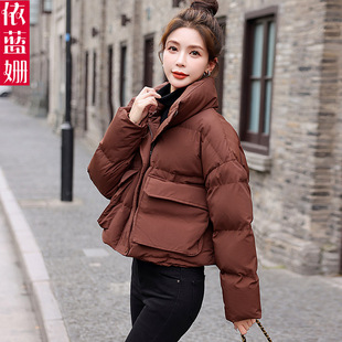 短款羽绒棉服女2023冬季韩版时尚减龄宽松立领小个子棉袄外套
