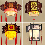 中式仿古吊灯实木羊皮餐厅客厅，灯茶楼中国风复古灯酒店大厅工程灯