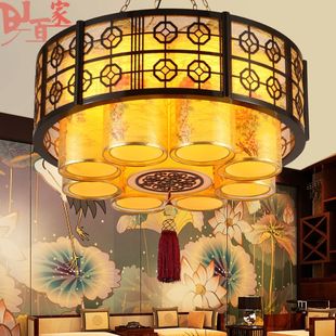 新中式吊灯酒店包厢大厅大吊灯中国风羊皮灯仿古典风格餐厅客厅灯
