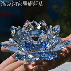 水晶莲花摆件汽车七彩莲花蜡烛座家居车内装饰手机珠宝柜台摆件