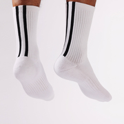 BASIC系列原创条纹毛巾底新疆棉白色运动袜男生袜子潮流黑袜