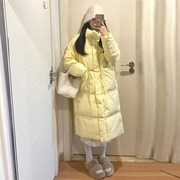 女神保命韩系穿搭奶黄色棉服女中长款2024冬季设计感小众棉袄