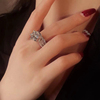 莫桑石钻戒(石钻戒)女钻石，戒指指环925纯银，镀18k白金铂金婚戒复古奢华结婚