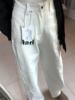 韩版窄版直筒裤，2024秋季白色高腰显瘦宽松小个子，阔腿牛仔裤子
