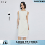 LILY2024春女装绵羊毛复古优雅温柔气质中长款连衣裙小个子女