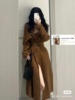 今年流行风衣高贵气质名媛，高级感棕色大衣，韩系女主角秋冬中长款外