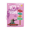 卡通可爱粉色系护照保护套，女出国留学多功能证件收纳包便携(包便携)护照夹