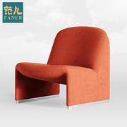 北欧设计师单人沙发休闲山丘椅复古北欧网红椅样板间粗羊毛绒家具
