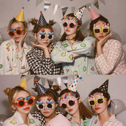 网红过生日眼镜派对拍照道具搞怪儿童生日快乐眼镜抖音小红书同款