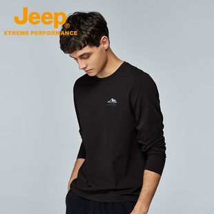 jeep吉普户外休闲衣，男士秋季圆领卫衣，防风透气保暖长袖t恤潮