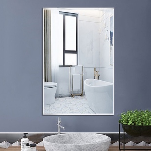 新疆卫浴室镜子贴墙免打孔卫生间厕所，洗手间壁挂镜自粘化妆镜