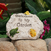 假山欢迎光临牌田园创意工艺品树脂雕塑装饰摆件户外庭院花园造景