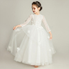 儿童礼服公主裙女童婚纱，白色花童长裙，蓬蓬纱裙钢琴演出表演服洋气