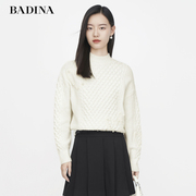 badina芭蒂娜米色女士，毛衣2022冬季时尚，洋气宽松半高领针织衫