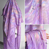 紫色创意改造材料半透明七彩幻彩，烫金渐变色雪纺围巾婚庆服装布料
