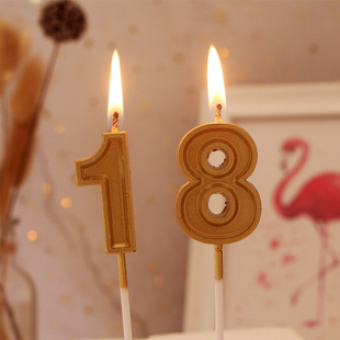 数字蜡烛蛋糕装饰过生日蛋糕，蜡烛婚礼派对土豪金独立(金独立)包装许愿蜡烛