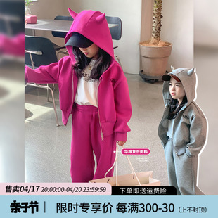 女童套装春装2024休闲宝宝外套洋气，童装裤子儿童运动服两件套