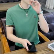 卡宾短袖T恤男2024年夏季韩版潮流体恤青年半袖男装冰丝纯棉