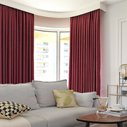 窗帘遮光卧室客厅落地窗纯色遮阳布料北欧网红ins风成品简约现代
