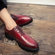 红色铆钉增高鞋男士夏季内增高男式6cm正装商务系带皮鞋男鞋皮鞋