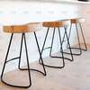 欧式现代简约吧台椅实木家用酒吧，创意咖啡休闲餐凳复古铁艺高脚椅