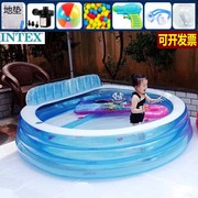 intex加高加厚充气圆形游泳池坐椅儿童大号花园打水仗泡澡池