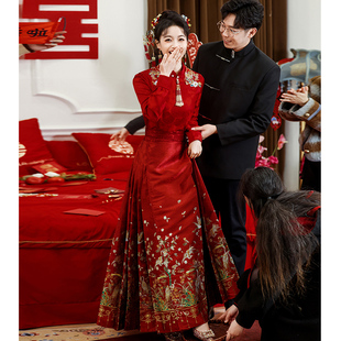 红色马面裙敬酒服新娘新中式婚服订婚礼服裙结婚套装国风改良汉服
