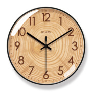易普拉(易普拉)6857木质，纹理挂钟客厅钟表，时尚艺术时钟挂表静音扫秒石英钟