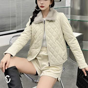 皮棉衣外套女2022年秋冬韩版加绒棉服修身显瘦加厚皮夹克外套