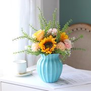 向日葵仿真花假花束玫瑰太阳花瓶花艺套装北欧客厅装饰摆件餐桌花