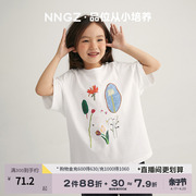NNGZ设计师花朵印花女童短袖t恤夏季洋气时髦儿童套头衫童装上衣