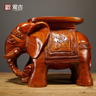 花梨木雕刻大象换鞋凳实木质，大象凳子工艺品，摆件红木家居客厅装饰