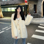 韩系宽松慵懒风，毛衣开衫外套女学生秋冬毛绒，长袖针织衫上衣