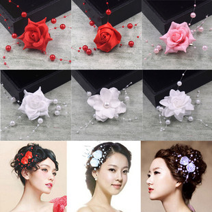 新娘头饰韩式手工发饰玫瑰花朵，满天星儿童头，花边夹发夹礼服配饰
