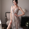半透明睡衣2022女夏季冰丝薄款性感时尚蕾丝无袖韩版吊带睡裙